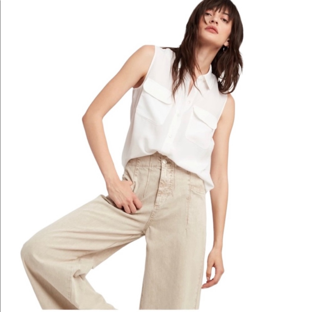 EQUIPMENT Sleeveless Signature Blouse shirt top off white XS New